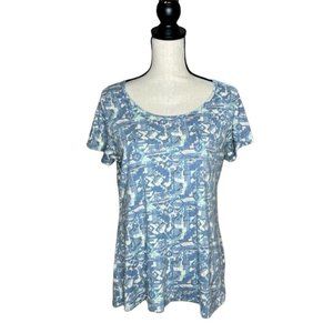 LuLaRoe Blue Multi-Color Printed Short Sleeve T-Shirt Women's Size Medium M